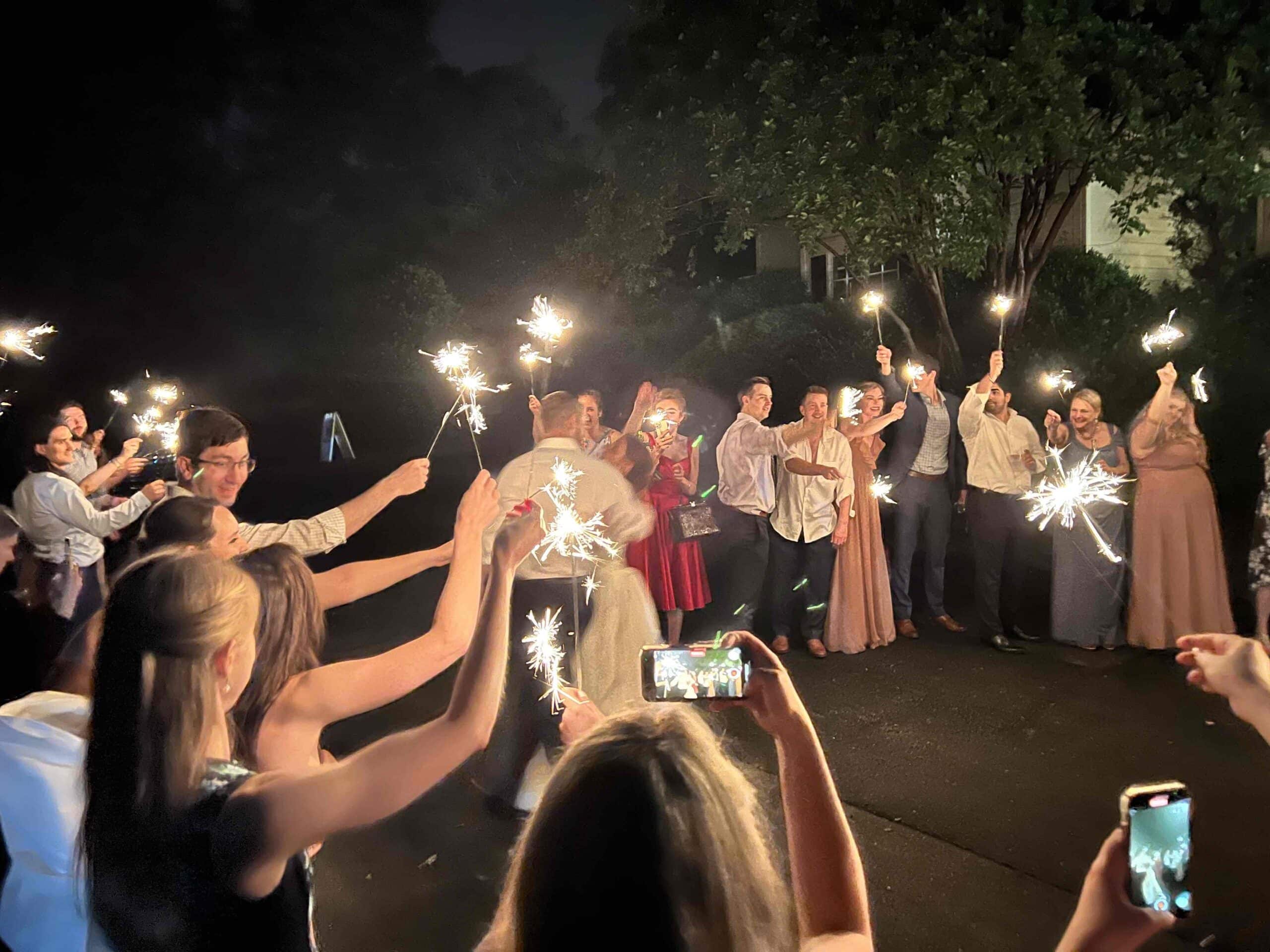 Summer_Wedding_-_Summer_Wedding_DJ_Ceremony_Cocktail_Reception_Photo_Booth_and_lighting_-_Oaks_at_Salem_in_Apex_NC_Sparkler_Exit_2 - Stylus Weddings Stylus SE -Summer Wedding - DJ Photo Booth and Lighting - Oaks at Salem in Apex, NC