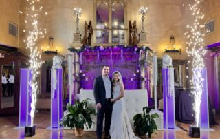 Bride and Groom ECU East Carolina University Wedding at the Chateau Des Flueres with the Total Party Package from Raleigh Best Wedding DJ Stylus