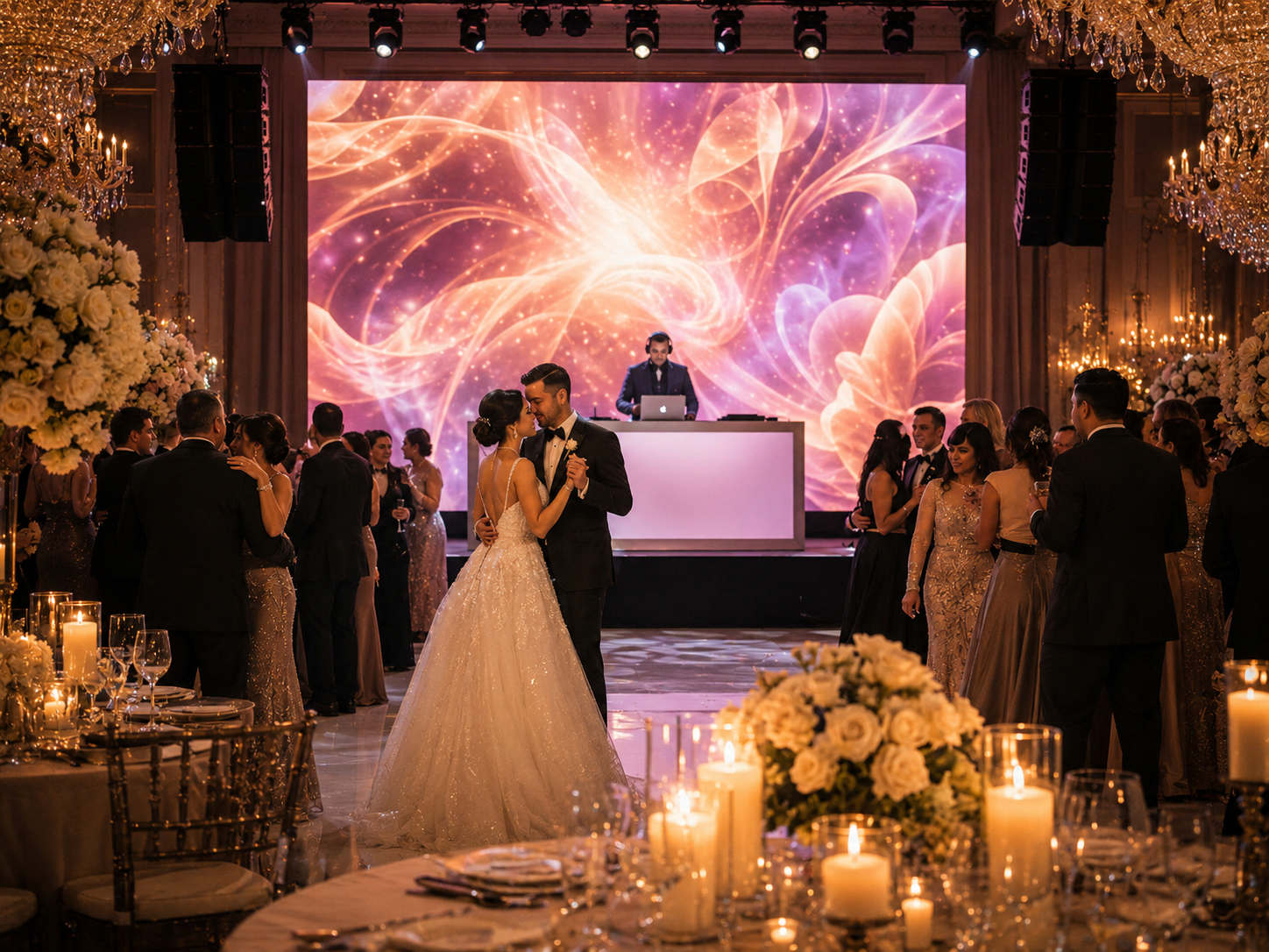 videowall - Stylus Weddings AV Rentals includes all Audio and Visual equipment, anything from microphone to video screens.