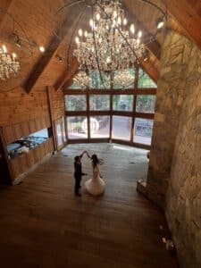 Multicultural Wedding DJ Stylus Events at the Barn at Valhalla Chapel Hill North Carolina - Ukrainian Bride and Irish Groom Practice their first dance to Tchaikovsky at the Lodge at Chapel Hill's Barn at Valhalla